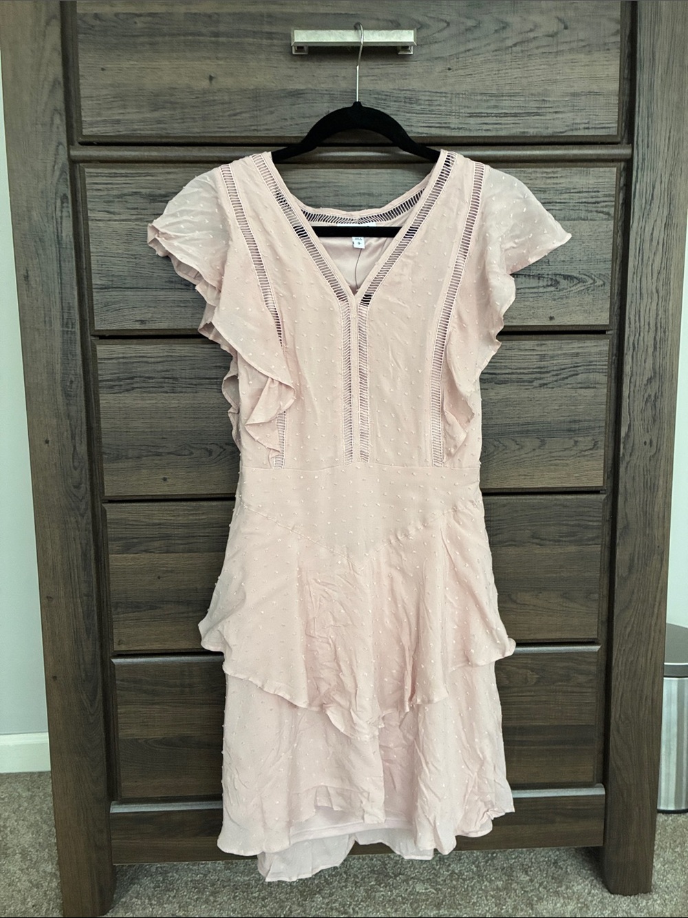 Express Blush Pink Ruffle V-Neck Mini Dress